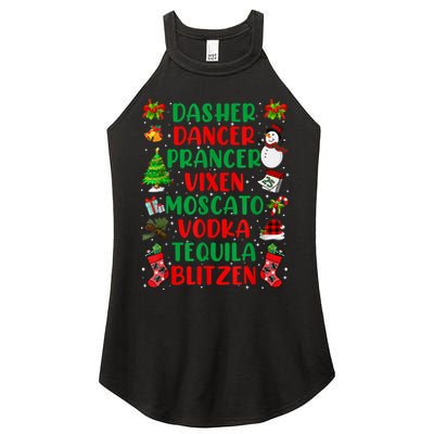 Dasher Dancer Prancer Vixen Moscato Vodka Tequila Blitzen Women's Perfect Tri Rocker Tank