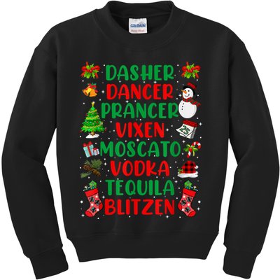 Dasher Dancer Prancer Vixen Moscato Vodka Tequila Blitzen Kids Sweatshirt