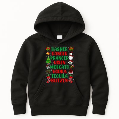 Dasher Dancer Prancer Vixen Moscato Vodka Tequila Blitzen Kids Hoodie