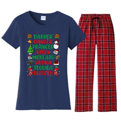 Dasher Dancer Prancer Vixen Moscato Vodka Tequila Blitzen Women's Flannel Pajama Set