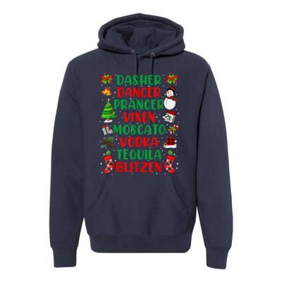 Dasher Dancer Prancer Vixen Moscato Vodka Tequila Blitzen Premium Hoodie