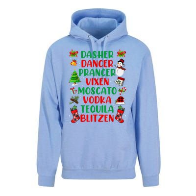 Dasher Dancer Prancer Vixen Moscato Vodka Tequila Blitzen Unisex Surf Hoodie