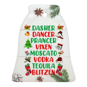 Dasher Dancer Prancer Vixen Moscato Vodka Tequila Blitzen Ceramic Bell Ornament