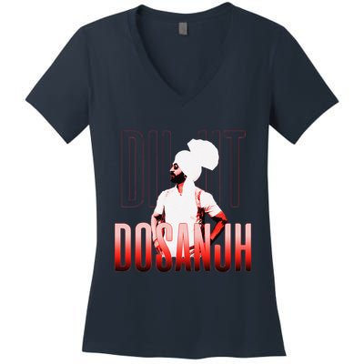 Diljit Dosanjh Punjabi Singer Desi Apparel Punjabi Women's V-Neck T-Shirt