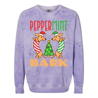 Dachshund Doxie Peppermint Bark Cute Christmas Xmas Cute Gift Colorblast Crewneck Sweatshirt