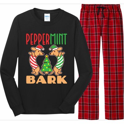 Dachshund Doxie Peppermint Bark Cute Christmas Xmas Cute Gift Long Sleeve Pajama Set