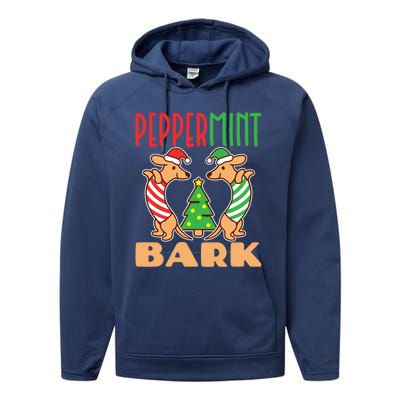 Dachshund Doxie Peppermint Bark Cute Christmas Xmas Cute Gift Performance Fleece Hoodie