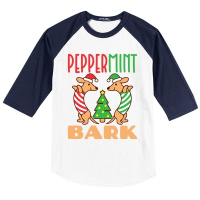 Dachshund Doxie Peppermint Bark Cute Christmas Xmas Cute Gift Baseball Sleeve Shirt