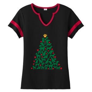 Doggies Dog Puppy Christmas Tree Ladies Halftime Notch Neck Tee