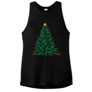 Doggies Dog Puppy Christmas Tree Ladies PosiCharge Tri-Blend Wicking Tank