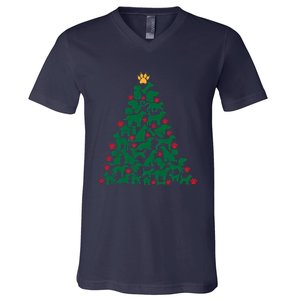 Doggies Dog Puppy Christmas Tree V-Neck T-Shirt