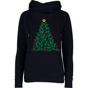 Doggies Dog Puppy Christmas Tree Womens Funnel Neck Pullover Hood