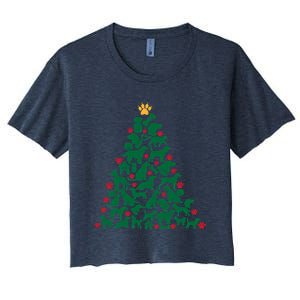 Doggies Dog Puppy Christmas Tree Women's Crop Top Tee