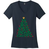 Doggies Dog Puppy Christmas Tree Women's V-Neck T-Shirt