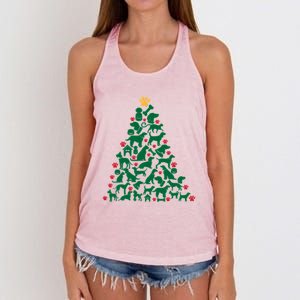 Doggies Dog Puppy Christmas Tree Women's Knotted Racerback Tank