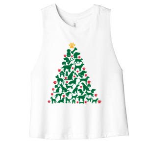 Doggies Dog Puppy Christmas Tree Women's Racerback Cropped Tank