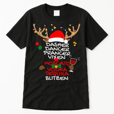 Dasher Dancer Prancer Vixen Moscato Vodka Tequila Blitzen Tall T-Shirt