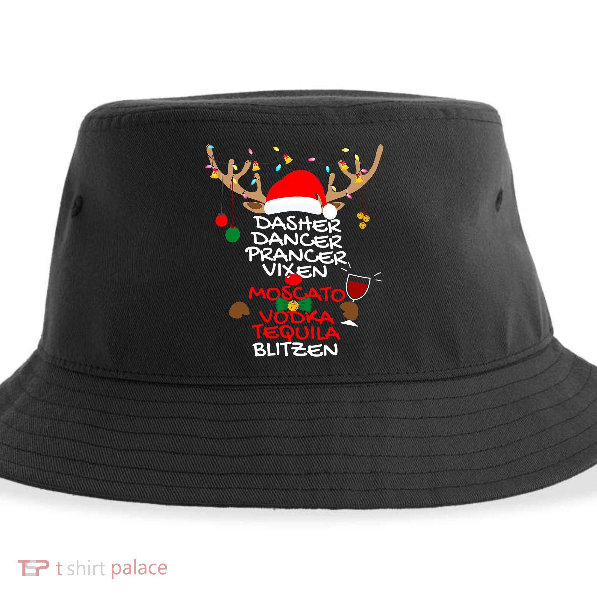 Dasher Dancer Prancer Vixen Moscato Vodka Tequila Blitzen Sustainable Bucket Hat
