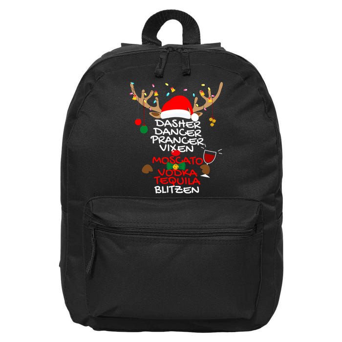 Dasher Dancer Prancer Vixen Moscato Vodka Tequila Blitzen 16 in Basic Backpack
