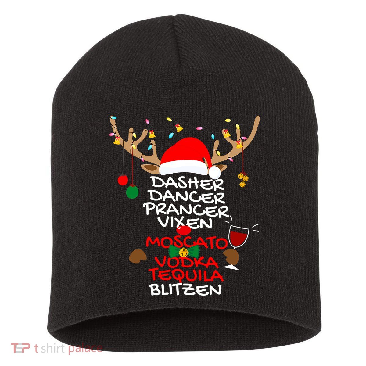 Dasher Dancer Prancer Vixen Moscato Vodka Tequila Blitzen Short Acrylic Beanie