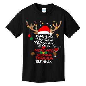 Dasher Dancer Prancer Vixen Moscato Vodka Tequila Blitzen Kids T-Shirt