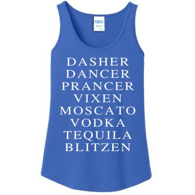 Dasher Dancer Prancer Vixen Moscato Vodka Tequila Blitzen Gift Ladies Essential Tank