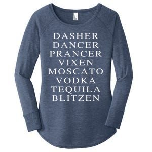 Dasher Dancer Prancer Vixen Moscato Vodka Tequila Blitzen Gift Women's Perfect Tri Tunic Long Sleeve Shirt