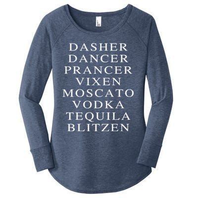 Dasher Dancer Prancer Vixen Moscato Vodka Tequila Blitzen Gift Women's Perfect Tri Tunic Long Sleeve Shirt