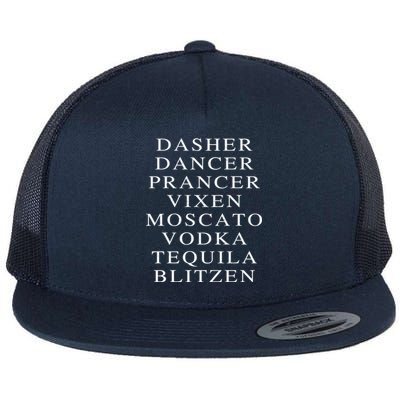 Dasher Dancer Prancer Vixen Moscato Vodka Tequila Blitzen Gift Flat Bill Trucker Hat