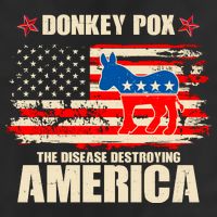 Distressed Donkey Pox The Disease Destroying America 7 Panel Mesh Trucker Snapback Hat