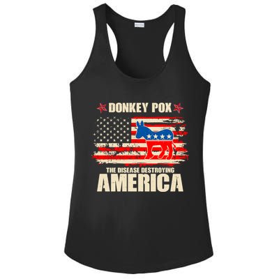 Distressed Donkey Pox The Disease Destroying America Ladies PosiCharge Competitor Racerback Tank