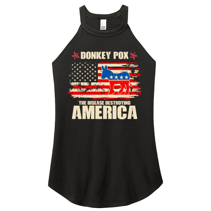 Distressed Donkey Pox The Disease Destroying America Women's Perfect Tri Rocker Tank