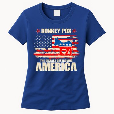Distressed Donkey Pox The Disease Destroying America Womens T-Shirt