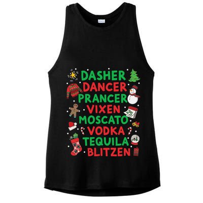 Dasher Dancer Prancer Vixen Moscato Vodka Tequila Blitzen Ladies PosiCharge Tri-Blend Wicking Tank