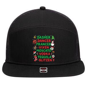 Dasher Dancer Prancer Vixen Moscato Vodka Tequila Blitzen 7 Panel Mesh Trucker Snapback Hat