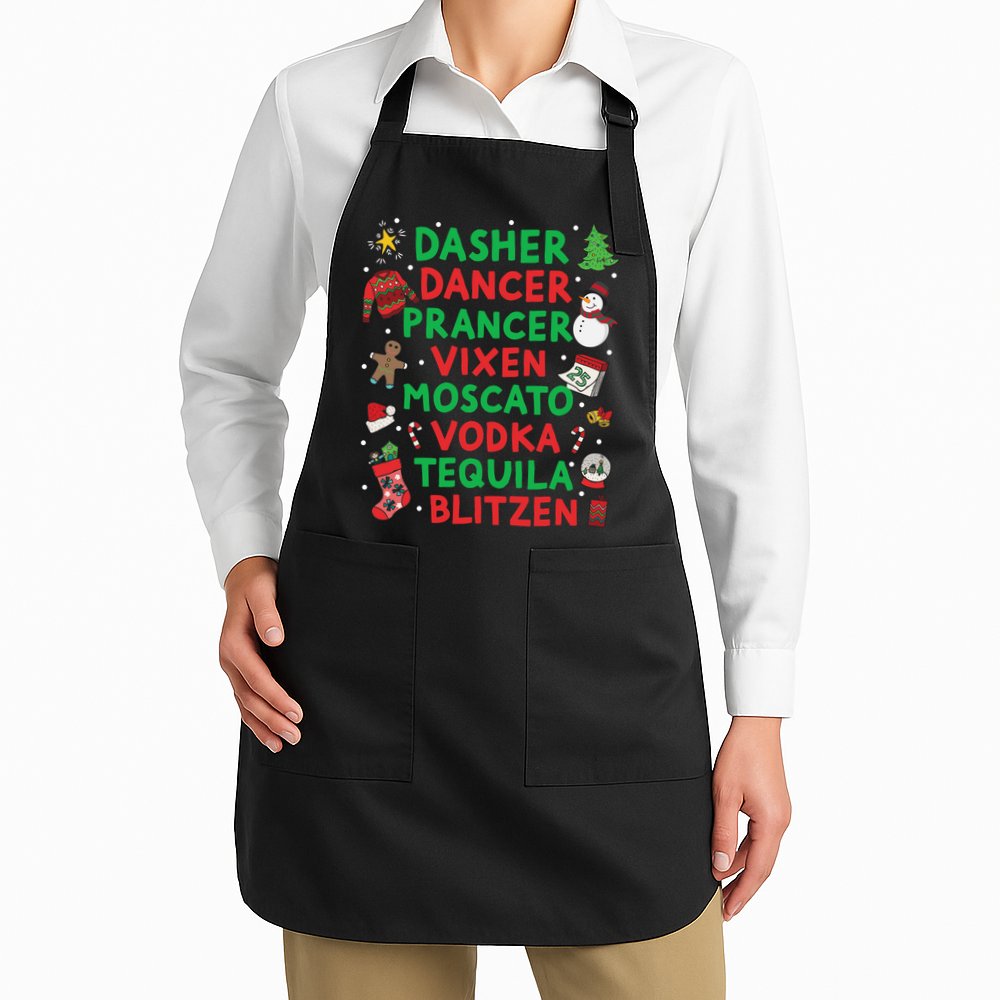 Dasher Dancer Prancer Vixen Moscato Vodka Tequila Blitzen Apron
