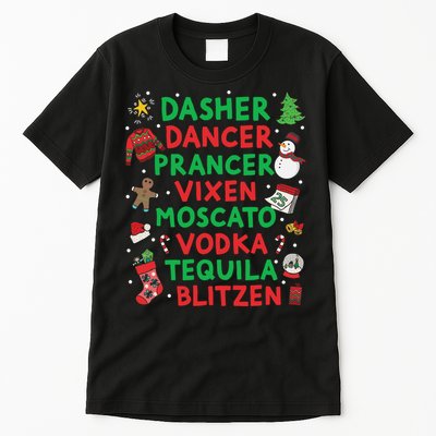 Dasher Dancer Prancer Vixen Moscato Vodka Tequila Blitzen Tall T-Shirt