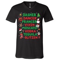 Dasher Dancer Prancer Vixen Moscato Vodka Tequila Blitzen V-Neck T-Shirt