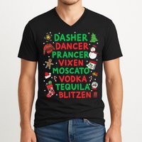 Dasher Dancer Prancer Vixen Moscato Vodka Tequila Blitzen V-Neck T-Shirt