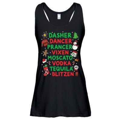 Dasher Dancer Prancer Vixen Moscato Vodka Tequila Blitzen Ladies Essential Flowy Tank