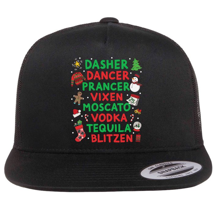 Dasher Dancer Prancer Vixen Moscato Vodka Tequila Blitzen Flat Bill Trucker Hat