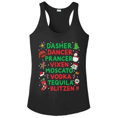 Dasher Dancer Prancer Vixen Moscato Vodka Tequila Blitzen Ladies PosiCharge Competitor Racerback Tank