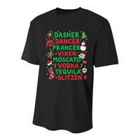 Dasher Dancer Prancer Vixen Moscato Vodka Tequila Blitzen Youth Performance Sprint T-Shirt