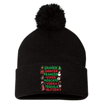 Dasher Dancer Prancer Vixen Moscato Vodka Tequila Blitzen Pom Pom 12in Knit Beanie