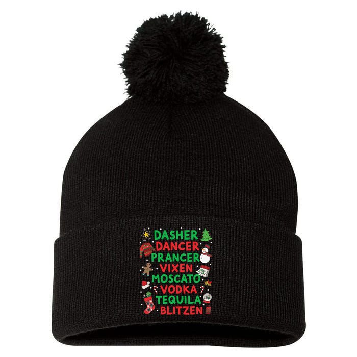 Dasher Dancer Prancer Vixen Moscato Vodka Tequila Blitzen Pom Pom 12in Knit Beanie