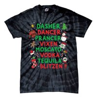 Dasher Dancer Prancer Vixen Moscato Vodka Tequila Blitzen Tie-Dye T-Shirt