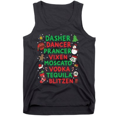 Dasher Dancer Prancer Vixen Moscato Vodka Tequila Blitzen Tank Top