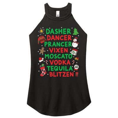 Dasher Dancer Prancer Vixen Moscato Vodka Tequila Blitzen Women's Perfect Tri Rocker Tank