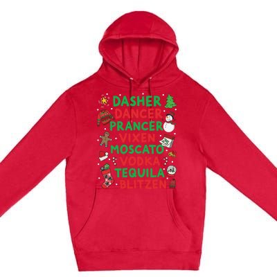 Dasher Dancer Prancer Vixen Moscato Vodka Tequila Blitzen Premium Pullover Hoodie