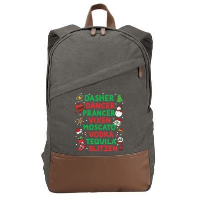 Dasher Dancer Prancer Vixen Moscato Vodka Tequila Blitzen Cotton Canvas Backpack